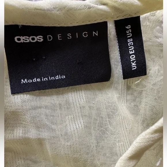 Asos Design Women’s Tiered Midi Dress Fluffy Texture Pale Yellow Size 6 Lined - Picture 6 of 15